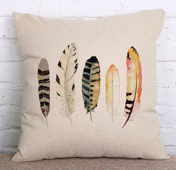 Cushion Cover SET Cotton Linen Throw Pillow,Feathers - LiYiFabrics