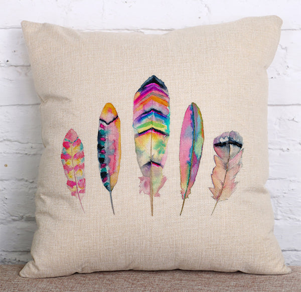 Cushion Cover SET Cotton Linen Throw Pillow,Feathers - LiYiFabrics