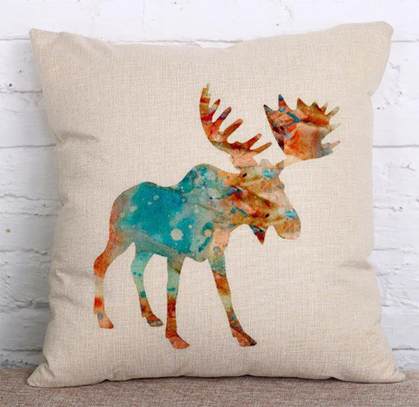 Cushion Cover SET Cotton Linen Throw Pillow, Deer - LiYiFabrics