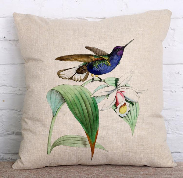 Cushion Cover SET Cotton Linen Throw Pillow, Bird design - LiYiFabrics