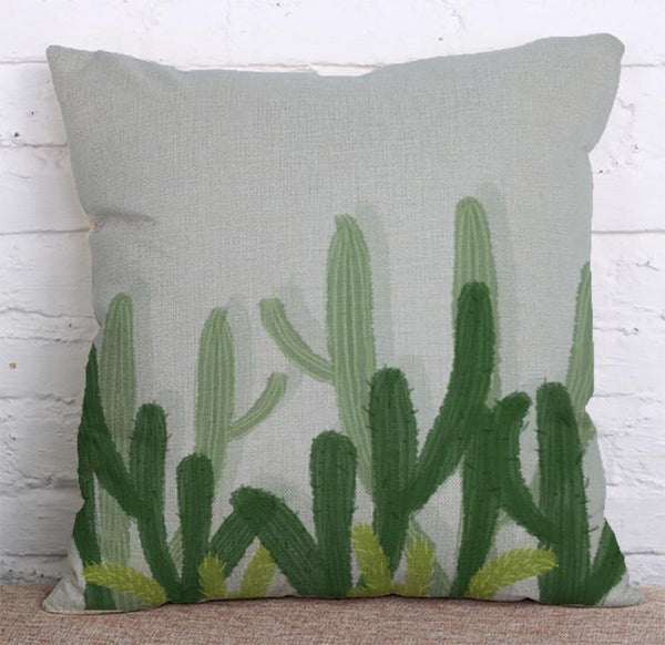 Cushion Cover SET Cotton Linen Throw Pillow, Cactus design - LiYiFabrics