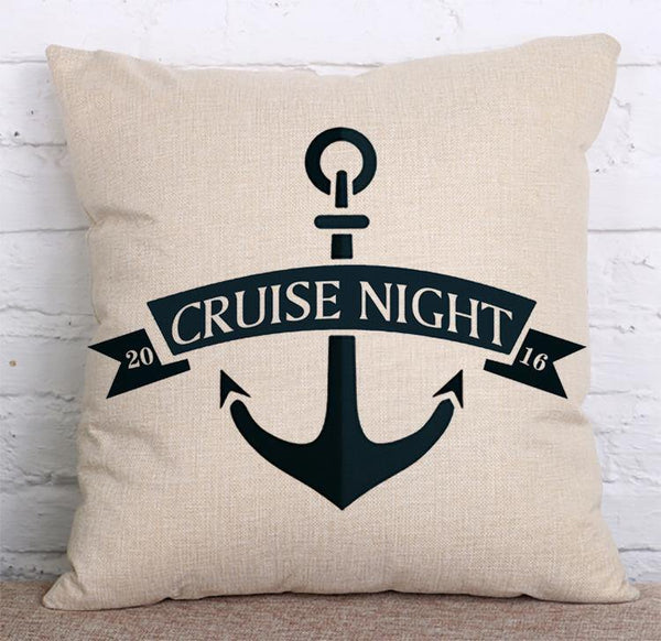 Cushion Cover SET Cotton Linen Throw Pillow Anchor design - LiYiFabrics