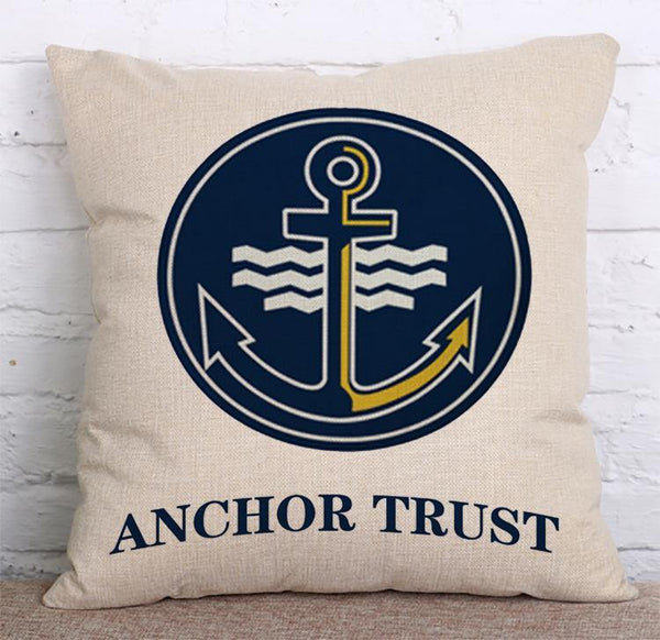 Cushion Cover SET Cotton Linen Throw Pillow Anchor design - LiYiFabrics