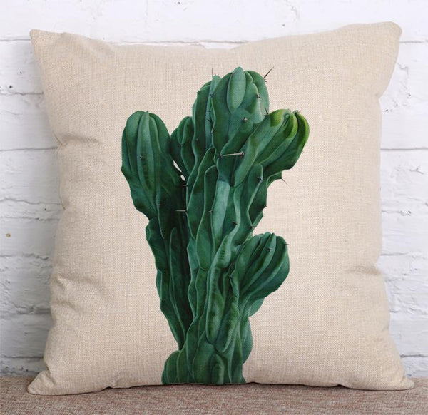 Cushion Cover SET Cotton Linen Throw Pillow, Cactus design - LiYiFabrics