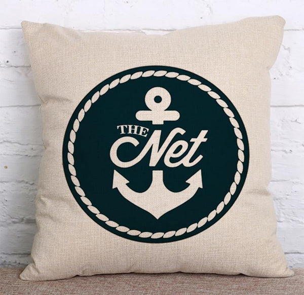 Cushion Cover SET Cotton Linen Throw Pillow Anchor design - LiYiFabrics