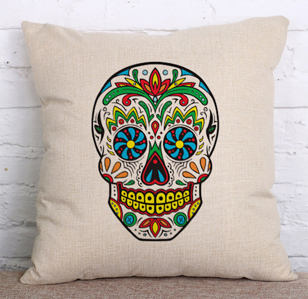 Cushion Cover SET Cotton Linen Throw Pillow, Skulls - LiYiFabrics