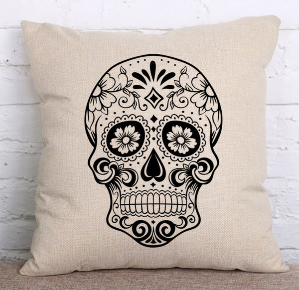 Cushion Cover SET Cotton Linen Throw Pillow, Skulls - LiYiFabrics