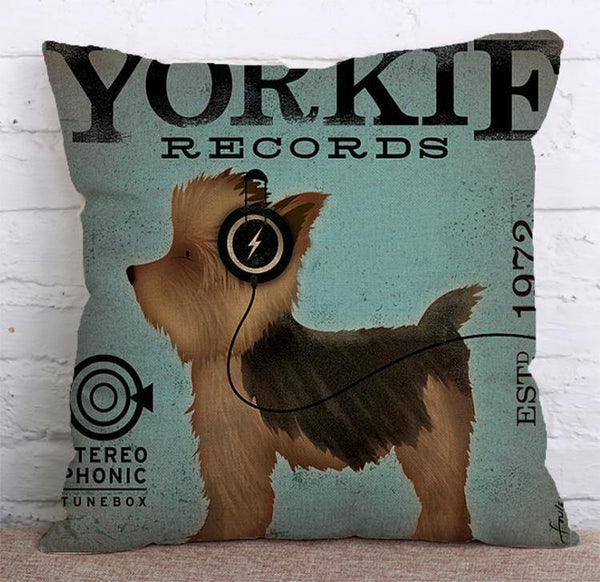 Cushion Cover SET Cotton Linen Throw Pillow, Doggy - LiYiFabrics