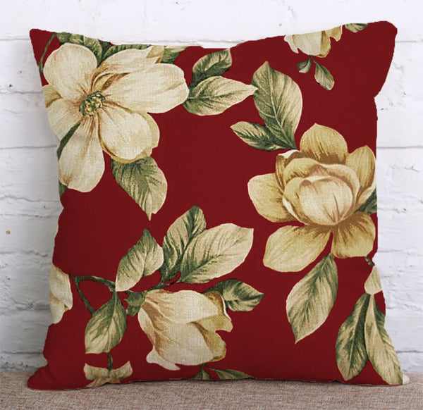 Cushion Cover SET Cotton Linen Throw Pillow,Flowers - LiYiFabrics