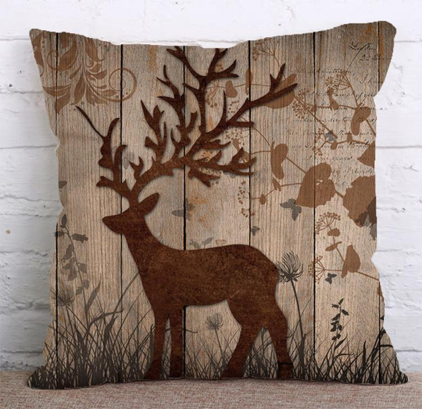 Cushion Cover SET Cotton Linen Throw Pillow, Deers - LiYiFabrics