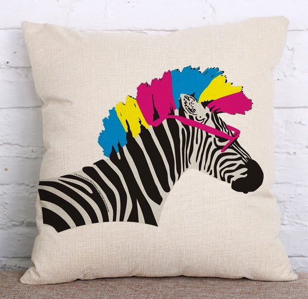 Cushion Cover SET Cotton Linen Throw Pillow, Zebras - LiYiFabrics
