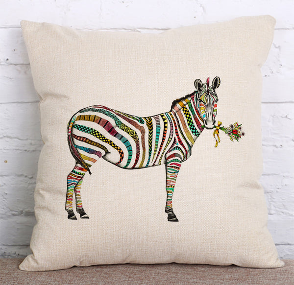 Cushion Cover SET Cotton Linen Throw Pillow, Zebras - LiYiFabrics
