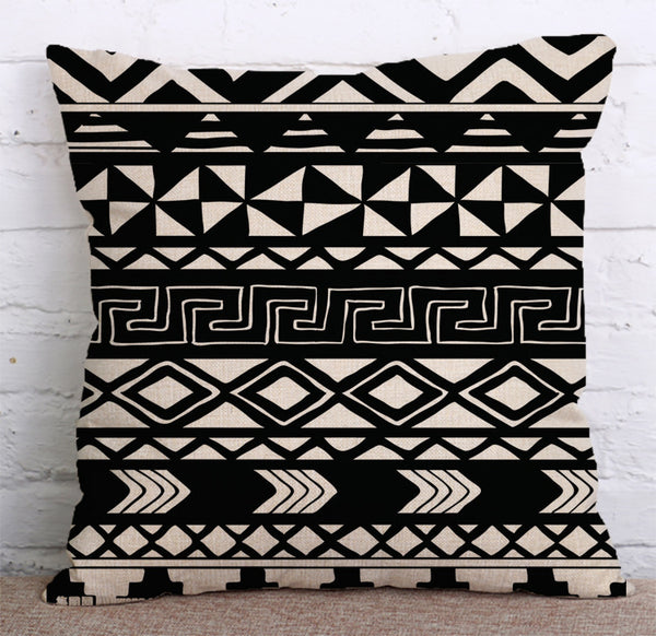 Cushion Cover SET Cotton Linen Throw Pillow,Geometry - LiYiFabrics