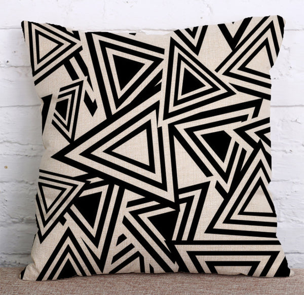 Cushion Cover SET Cotton Linen Throw Pillow,Geometry - LiYiFabrics