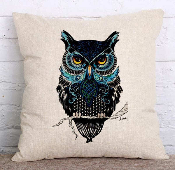 Cushion Cover SET Cotton Linen Throw Pillow, Owls - LiYiFabrics