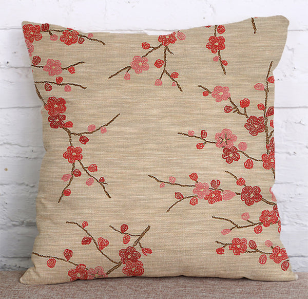 Cushion Cover SET Cotton Linen Throw Pillow,Flowers - LiYiFabrics