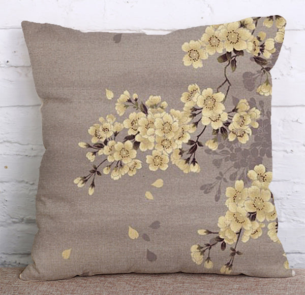 Cushion Cover SET Cotton Linen Throw Pillow,Flowers - LiYiFabrics