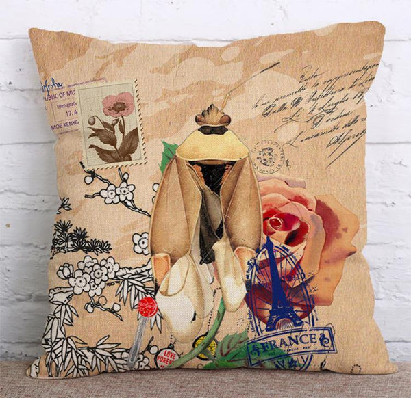 Cushion Cover SET Cotton Linen Throw Pillow, Insects - LiYiFabrics