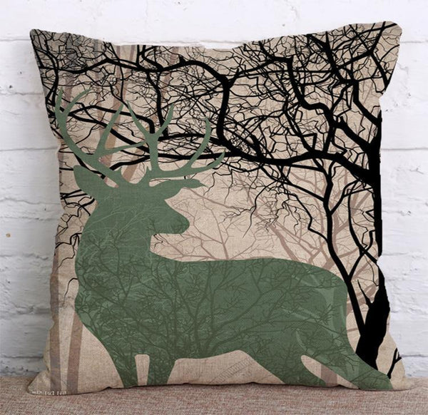 Cushion Cover SET Cotton Linen Throw Pillow, Deers - LiYiFabrics