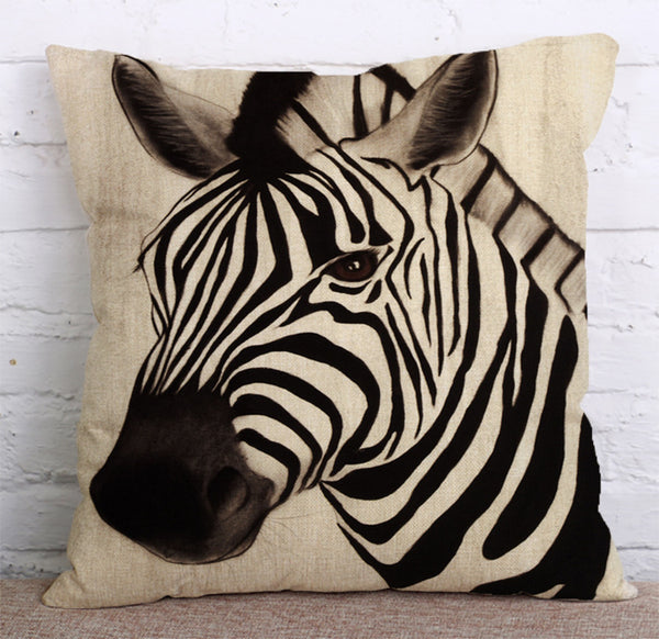 Cushion Cover SET Cotton Linen Throw Pillow, Zebras - LiYiFabrics