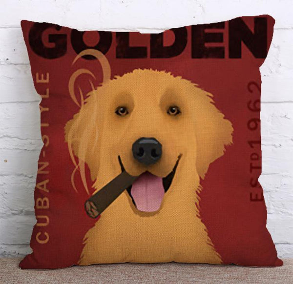 Cushion Cover SET Cotton Linen Throw Pillow, Doggy - LiYiFabrics