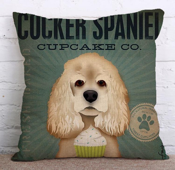 Cushion Cover SET Cotton Linen Throw Pillow, Doggy - LiYiFabrics