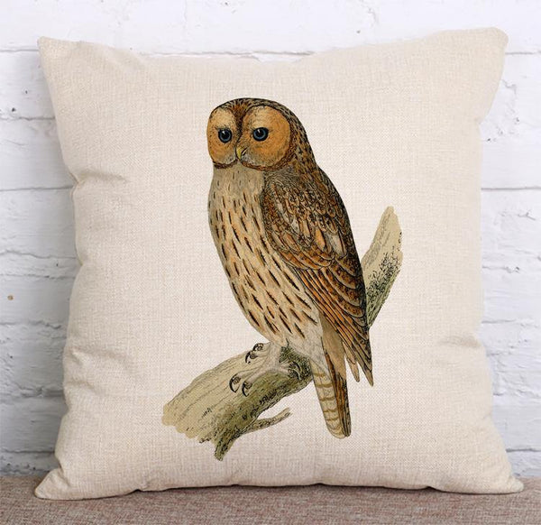 Cushion Cover SET Cotton Linen Throw Pillow, Owls - LiYiFabrics