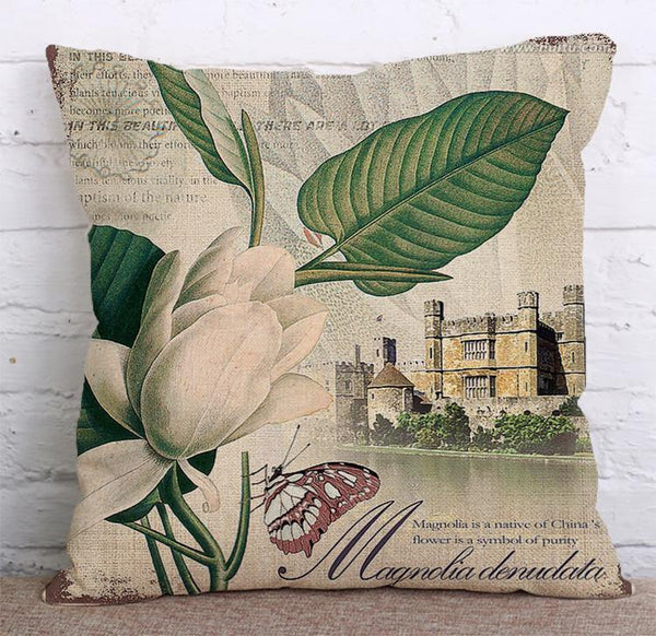 Cushion Cover SET Cotton Linen Throw Pillow, Lotus - LiYiFabrics