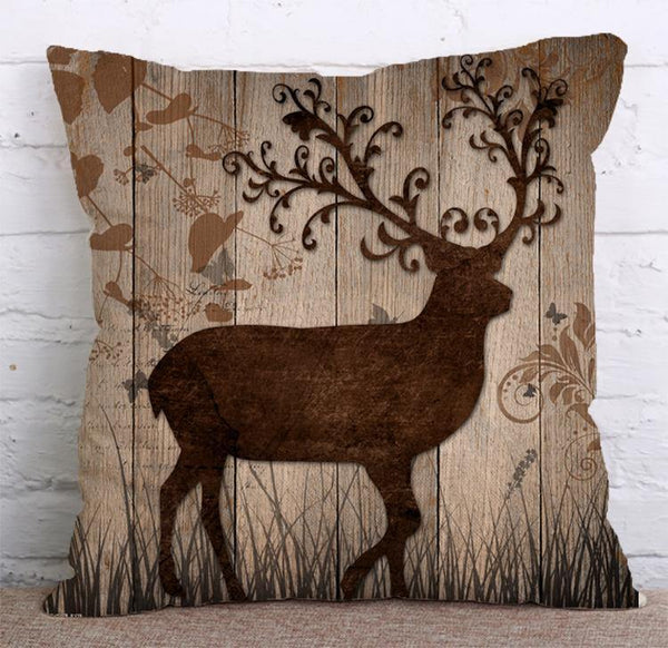 Cushion Cover SET Cotton Linen Throw Pillow, Deers - LiYiFabrics