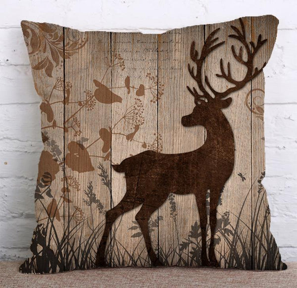 Cushion Cover SET Cotton Linen Throw Pillow, Deers - LiYiFabrics