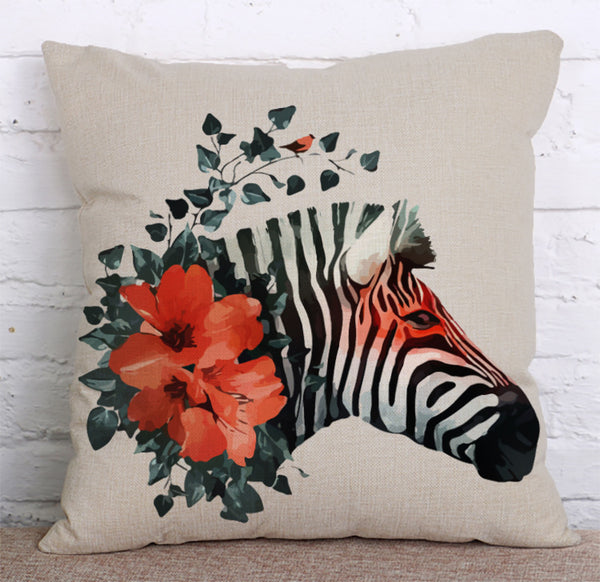 Cushion Cover SET Cotton Linen Throw Pillow, Zebras - LiYiFabrics