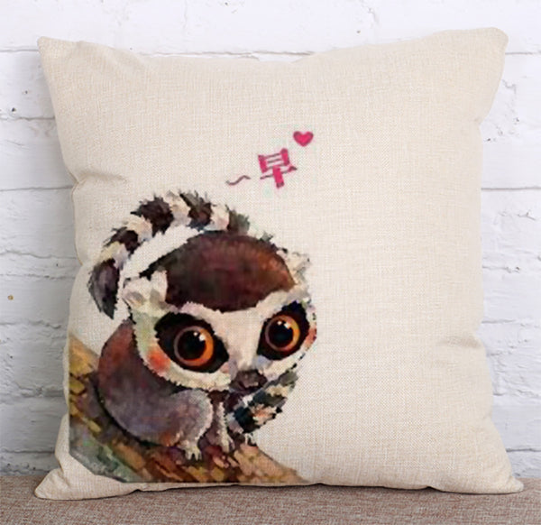 Cushion Cover SET Cotton Linen Throw Pillow,Cartoon Animals style - LiYiFabrics