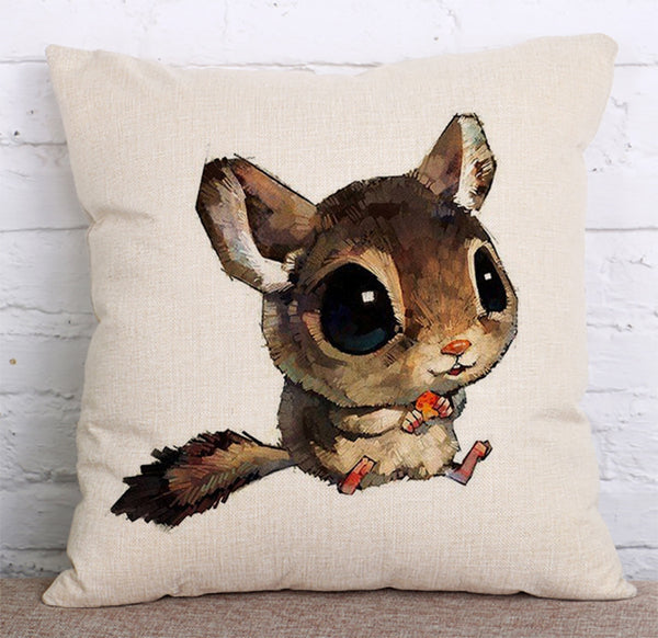 Cushion Cover SET Cotton Linen Throw Pillow,Cartoon Animals style - LiYiFabrics