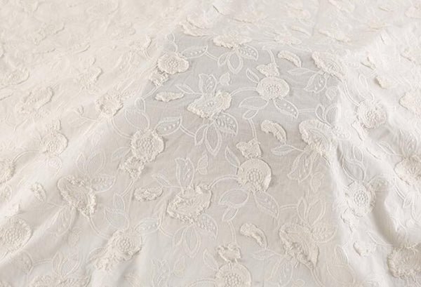 Custom listing-Cotton fabric with embroidered flower