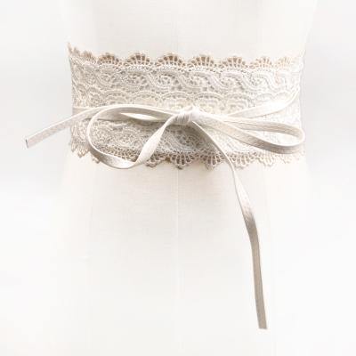 Wedding Gown SASH, Lace SASH with Straps, Bowknot, Long skirt lace belt - LiYiFabrics